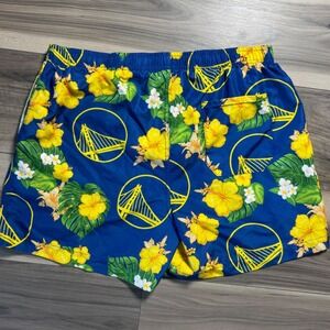 Golden State Warriors NBA Mens Large Swim Trunks Blue Floral Board Shorts